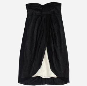 Vintage Y2K Vera Wang Black Strapless Cocktail Dress Asymmetrical Silk Size 6